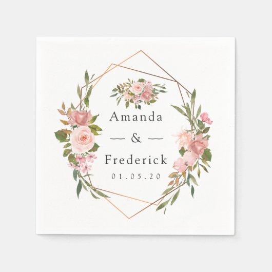 Geometrische blindheid en Roos gouden bruiloft Servet (Voorkant)