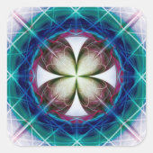 Geometrische bloeiwijze vierkante sticker (Voorkant)