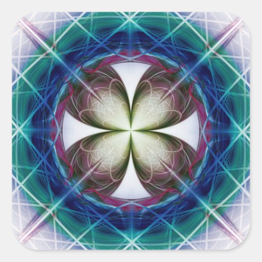 Geometrische bloeiwijze vierkante sticker (Voorkant)