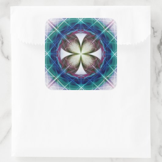 Geometrische bloeiwijze vierkante sticker (Tas)