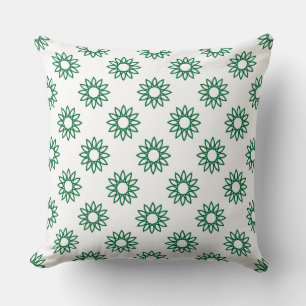 Geometrische Bloem 01 - Bos Groen op Wit Kussen