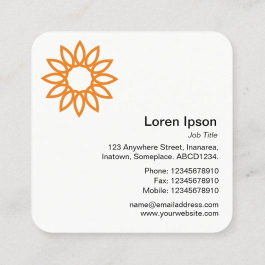 Geometrische bloem 01 - Wit Vierkante Visitekaartje (Achterkant)