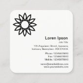 Geometrische bloem 01 - Zwart op wit vierkant Vierkante Visitekaartje (Achterkant)