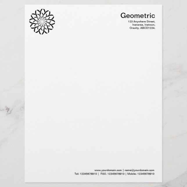 Geometrische Bloem 02 Gepersonaliseerd Briefhoofd (Voorkant)
