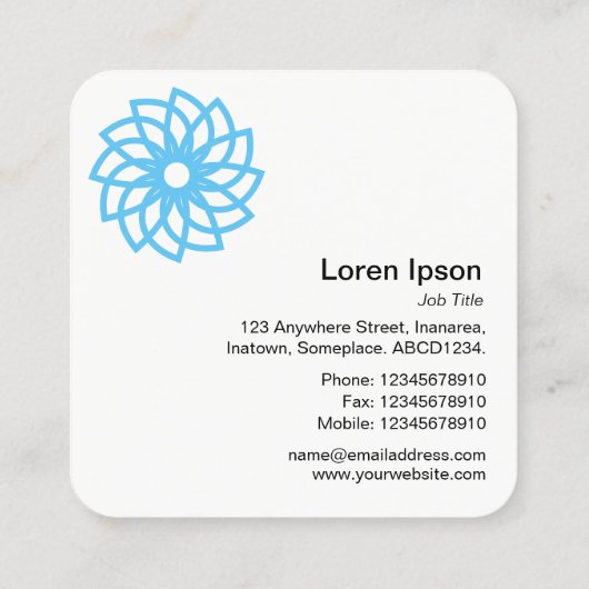 Geometrische bloem 03 - Deep Blue Vierkante Visitekaartje (Achterkant)