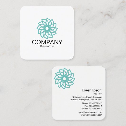 Geometrische bloem 03 - Wit Vierkante Visitekaartje (Voorkant / Achterkant)