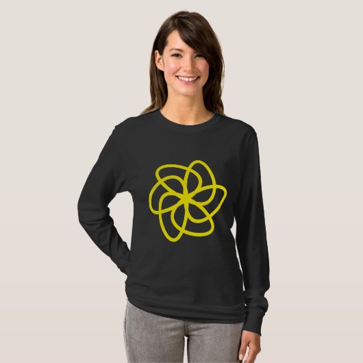 Geometrische bloem 04 - Geel T-shirt (Voorkant volledig)