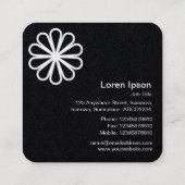 Geometrische bloem 07 - Zwart Vierkante Visitekaartje (Achterkant)