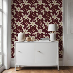 Geometrische bloem Bourgondische lelie patroon Behang