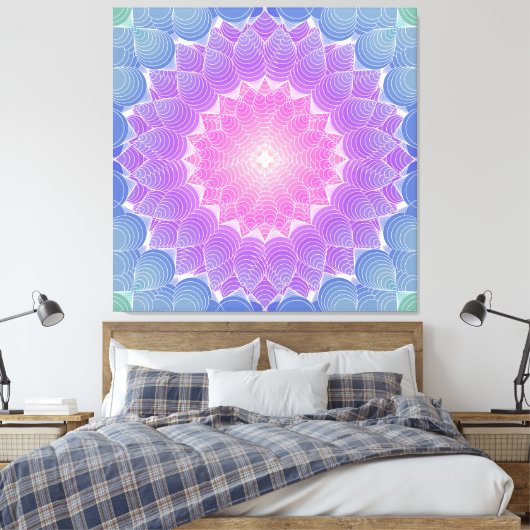 Geometrische bloem canvas afdruk (Insitu (Slaapkamer))