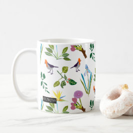 Geometrische bloem Hawaiaanse bloemen/vogels Koffiemok