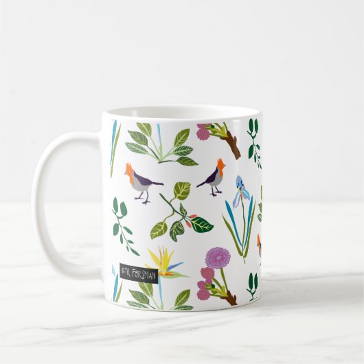 Geometrische bloem Hawaiaanse bloemen/vogels Koffiemok (Links)