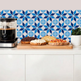 Geometrische bloem in blauwe tinten tegeltje