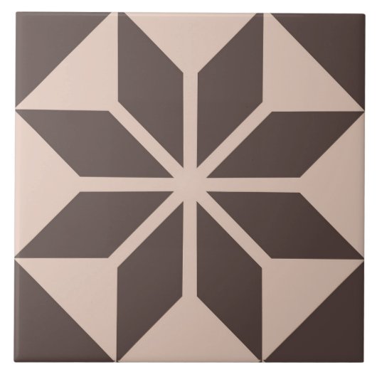 Geometrische bloem in de kleuren crème en chocolad tegeltje (Voorkant)