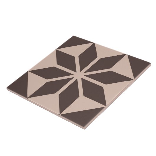 Geometrische bloem in de kleuren crème en chocolad tegeltje (Zijkant)