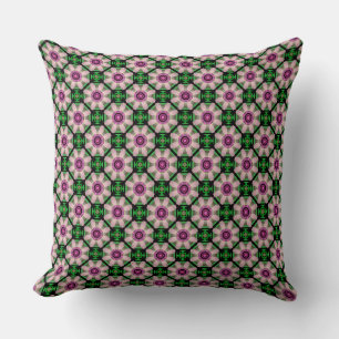 Geometrische bloem in groen en bruin kussen