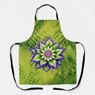 Geometrische bloem met paarse en groene bloemblade schort