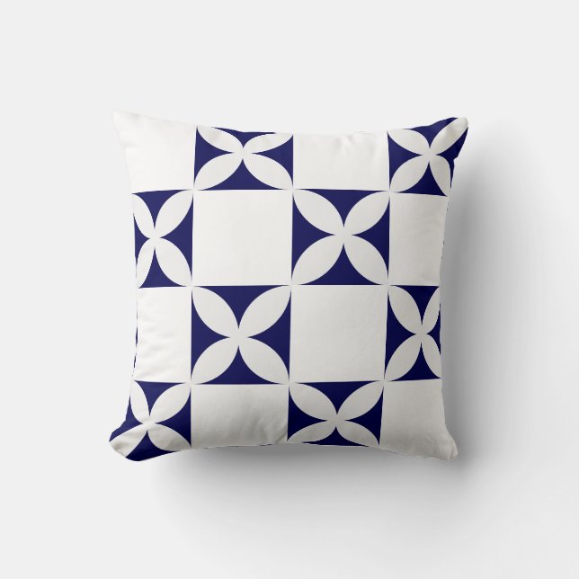 Geometrische Bloem Naadloos Patroon Kussen (Voorkant)