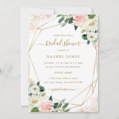 Geometrische Bloemblush Goud Vrijgezellenfeest Kaart (Voorkant)