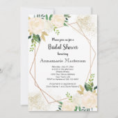 Geometrische bloemcrème White Roses Vrijgezellenfe Kaart (Voorkant)