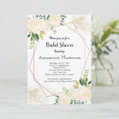 Geometrische bloemcrème White Roses Vrijgezellenfe Kaart (Staand voorkant)