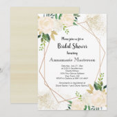 Geometrische bloemcrème White Roses Vrijgezellenfe Kaart (Voorkant / Achterkant)