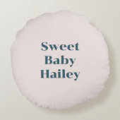 Geometrische Bloemen Baby Deken met Naam Rond Kussen (Achterkant)