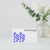 Geometrische bloemen - Blauw Visitekaartje (Staand voorkant)