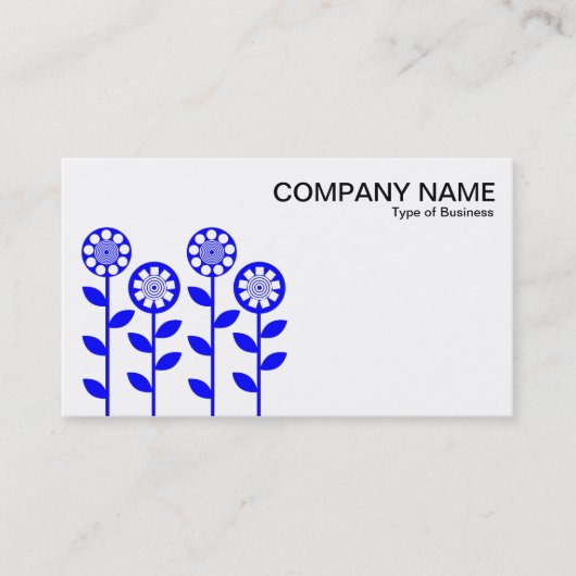 Geometrische bloemen - Blauw Visitekaartje (Voorkant)