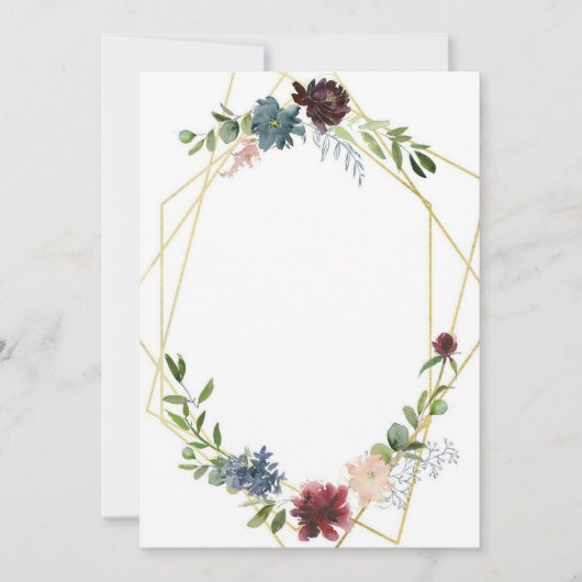 Geometrische & Bloemen bruiloft Kaart (Voorkant)