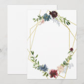 Geometrische & Bloemen bruiloft Kaart (Voorkant / Achterkant)