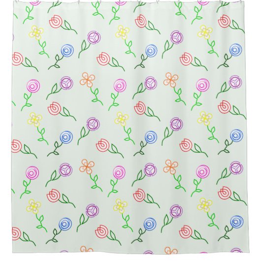 Geometrische bloemen douchegordijn (Voorkant)