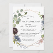 Geometrische Bloemen Eerste Heilige Communie Uitno Kaart (Voorkant)