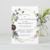 Geometrische Bloemen Eerste Heilige Communie Uitno Kaart (Staand voorkant)