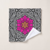 Geometrische bloemen - Fuchsia Pink en Grey Bad Handdoek (Wasdoekje)