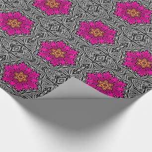 Geometrische bloemen - Fuchsia Pink en Grey Cadeaupapier