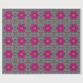 Geometrische bloemen - Fuchsia Pink en Grey Cadeaupapier (Vlak)