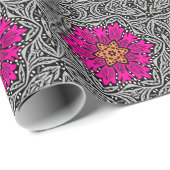 Geometrische bloemen - Fuchsia Pink en Grey Cadeaupapier (Rol Hoek)