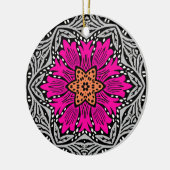 Geometrische bloemen - Fuchsia Pink en Grey Keramisch Ornament (Links)