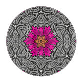 Geometrische bloemen - Fuchsia Pink en Grey Snijplank (Voorkant)