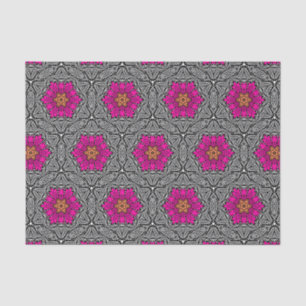 Geometrische bloemen - Fuchsia Pink en Grey Tissuepapier