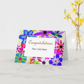 Geometrische bloemen gefeliciteerd kaart (Gele Bloem)