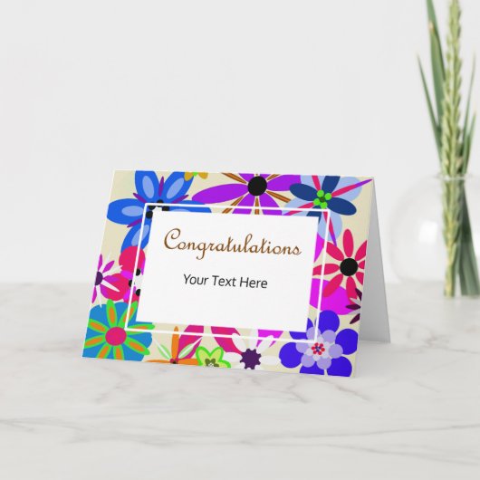 Geometrische bloemen gefeliciteerd kaart (Voorkant)