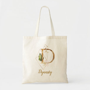 Geometrische Bloemen Gouden Monogram Gestileerde Tote Bag