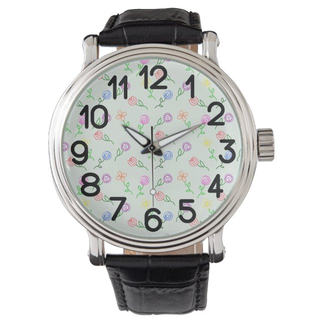 Geometrische bloemen horloge (Voorkant)