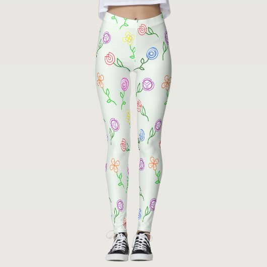 Geometrische bloemen leggings (Voorkant)
