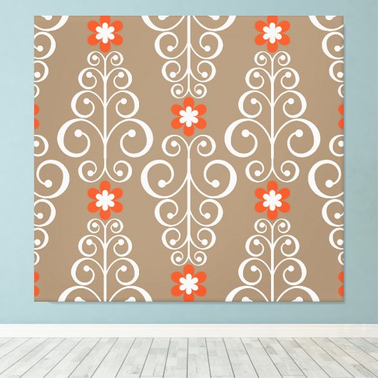 Geometrische bloemen: naadloos ontwerp canvas afdruk (Insitu (Houten vloer))