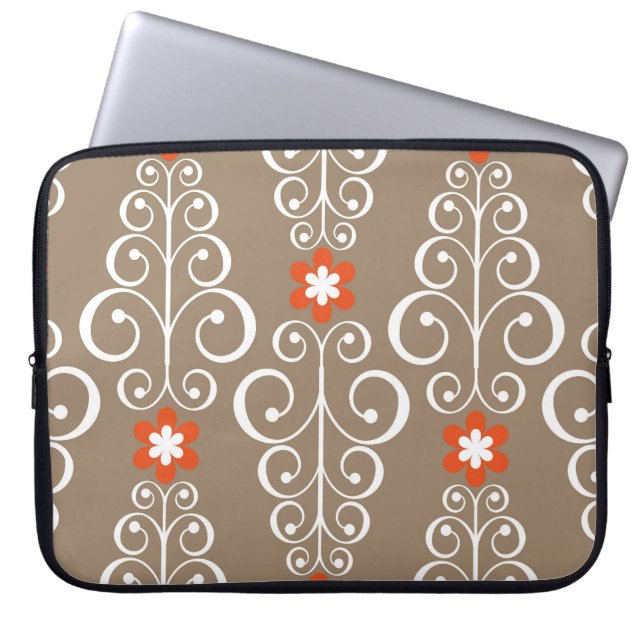 Geometrische bloemen:  naadloos ontwerp laptop sleeve (Voorkant)