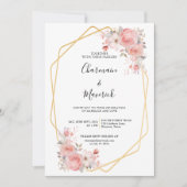 Geometrische Bloemen Roze Lijst bruiloft Kaart (Voorkant)