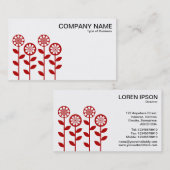 Geometrische bloemen - Ruby op wit Visitekaartje (Voorkant / Achterkant)